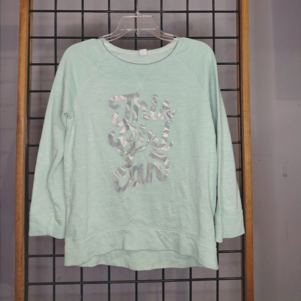 Old Navy Mint Green Sweatshirt with Silver Text
